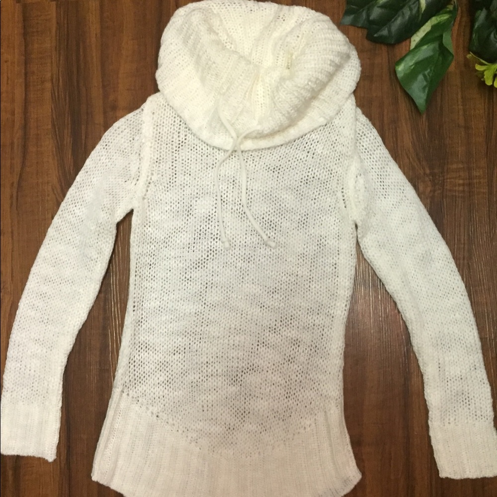 White cowl neck sweater